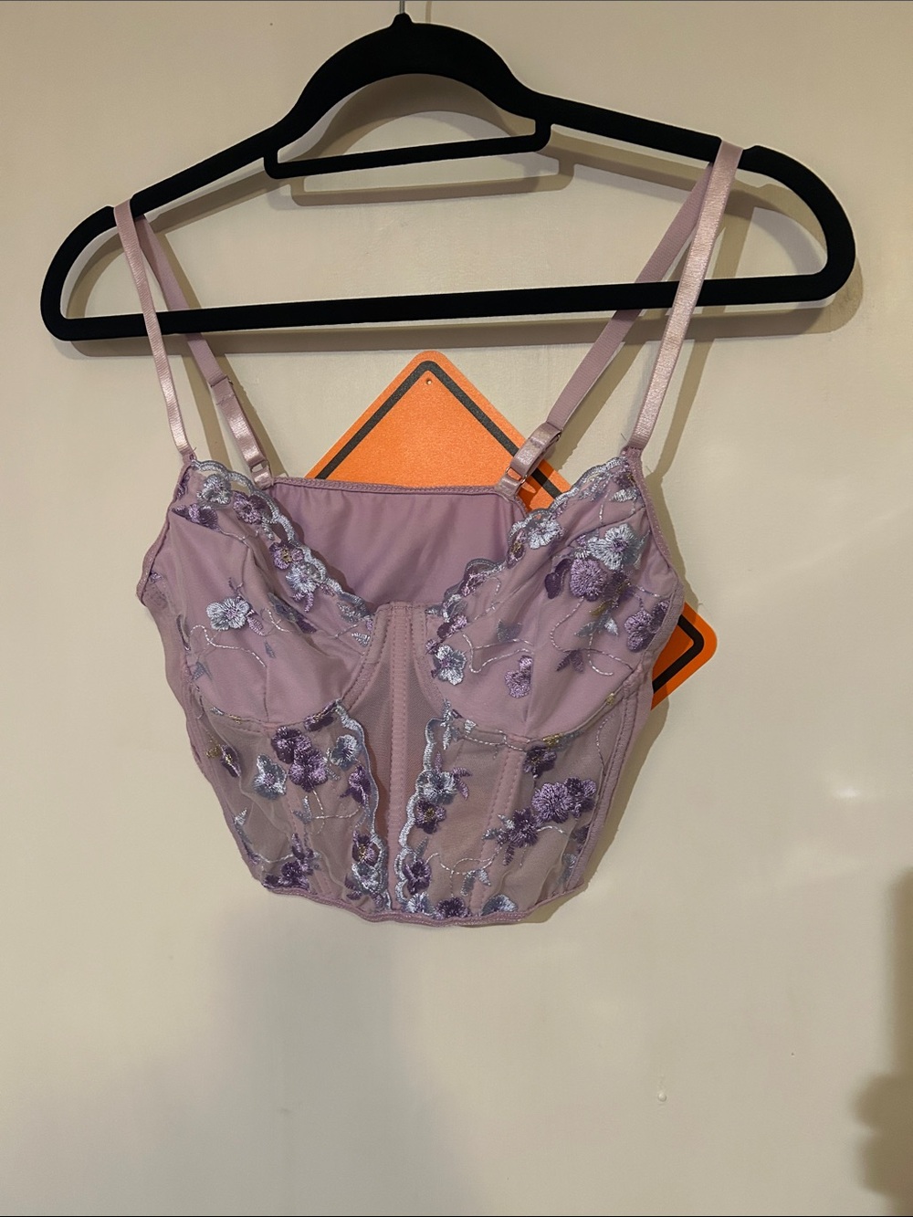 Delicate Lavender Embroidered Bustier Top - Women's Intimates